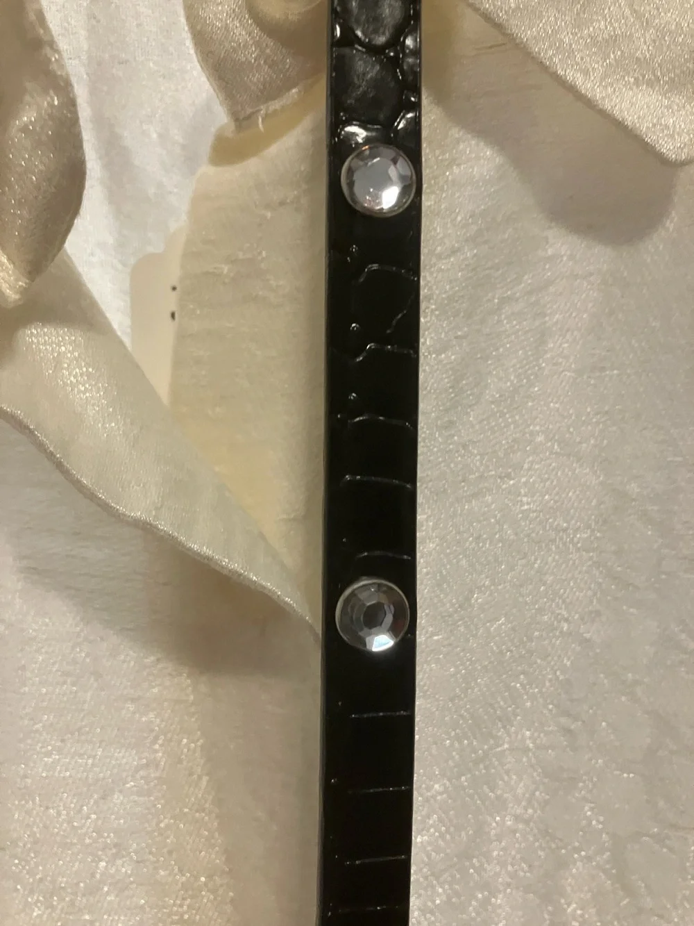 Vintage Black Leather Embellished & Silver Chain Tassel Waist Belt
